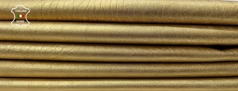 METALLIC GOLD ROUGH Thick Italian Goatskin leather 2 skins 12+sqf 1.2mm #C234