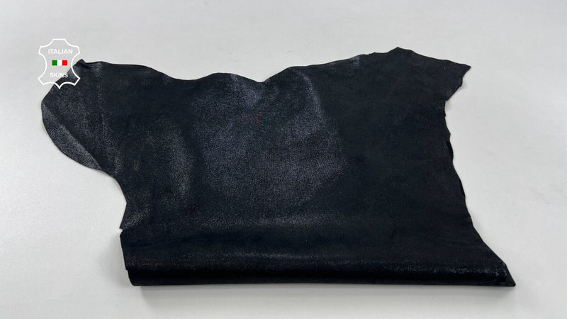 BLACK SHIMMER & SHINY LAME PRINT Italian Soft Goatskin leather 2sqf 1.0mm #C1116
