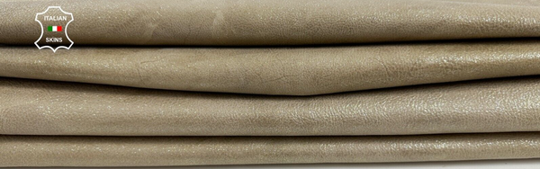 BEIGE PEARLIZED DISTRESSED VINTAGE LOOK Goat leather 2 skins 8+sqf 1.0mm #C2896