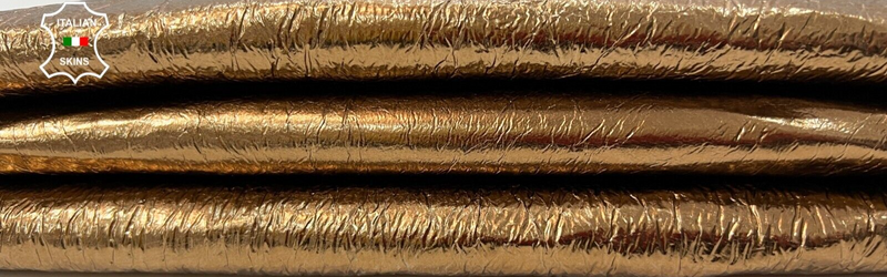 METALLIC BRONZE COPPER CRINKLE Thick Italian Lambskin leather 6+sqf  1.1mm #C137