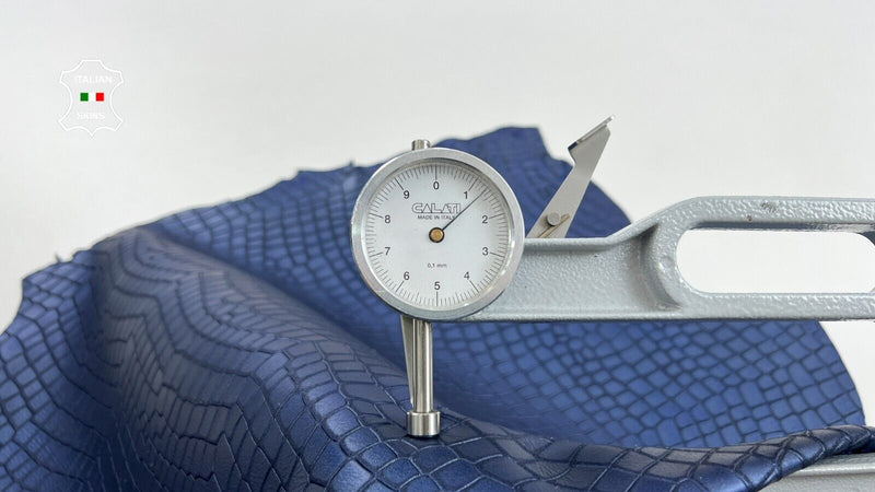 BLUE PEARLIZED CROCODILE EMBOSSED TEXTURED Thick Goat leather 5sqf 1.4mm #C953