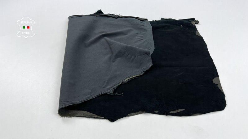 MIDNIGHT BLACK NUBUCK Soft Italian STRETCH Lambskin leather 5+sqf 0.8mm #C1496