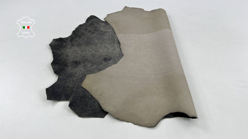 ANTIQUED TAUPE GREY CRACKED VINTAGE Soft Italian Goat leather 3+sqf 0.8mm C1632