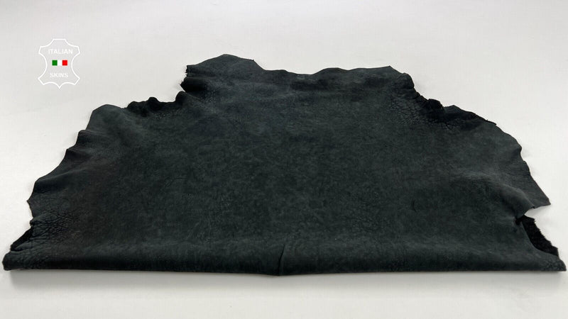WASHED NUBUCK MIDNIGHT BLACK VEGETABLE TAN Thick Lamb leather 7sqf 1.5mm #C1287