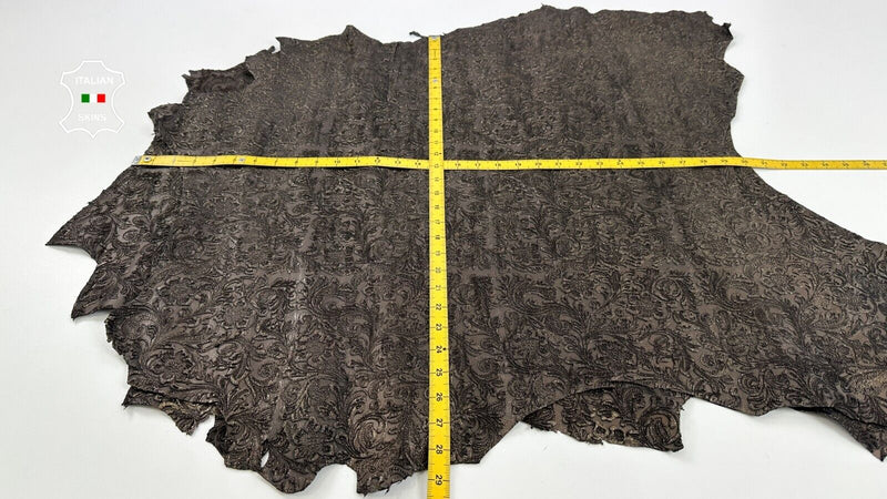 BRONZE ANTIQUED SHIMMER PAISLEY EMBOSSED Goat leather 2 skins 10sqf 1.1mm #C2482