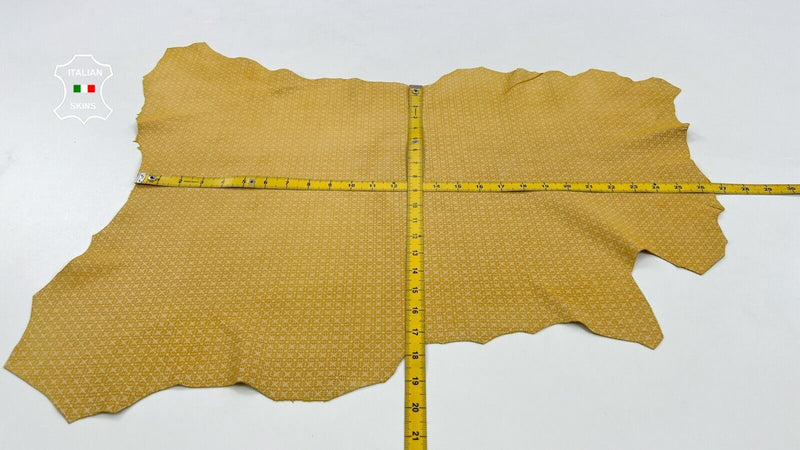 MUSTARD NUBUCK EYE ATTRACTION PRINT Thin Soft Goatskin leather 4sqf 0.6mm #C1161