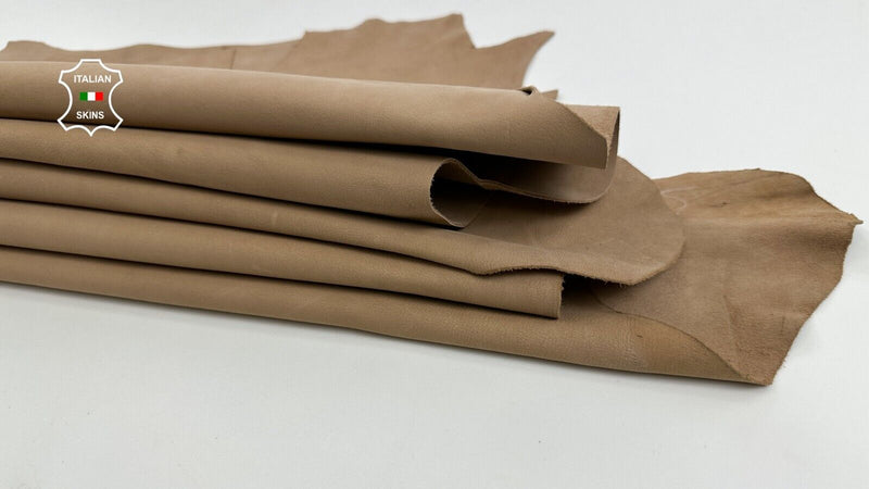 NATURAL NAKED SAND BEIGE NUBUCK Italian Goatskin leather 2 skin 7sqf 0.9mm C2473