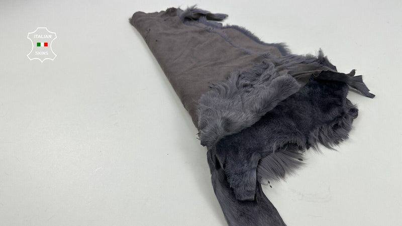 purplish grey sheepskin Hair on Suede back hides fur 2 skins total 16"x28" C2524