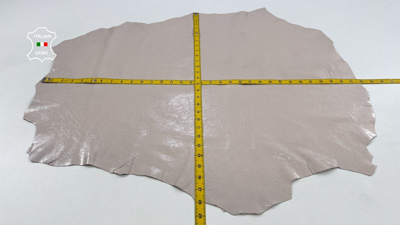 NUDE PINK CRINKLED SHINY COATED Thin Soft Italian Lamb leather 6sqf 0.6mm #C1674