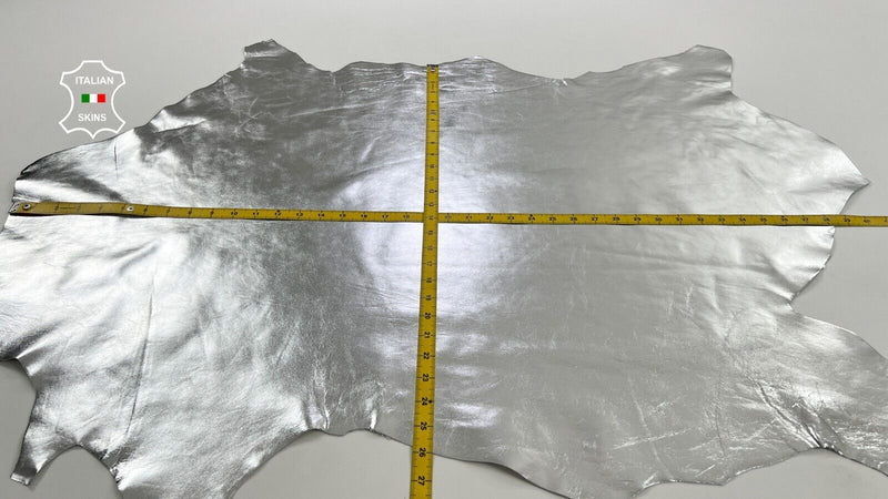 METALLIC SILVER Thick Italian Goatskin Goat leather hides skin 7sqf 1.1mm #C1520