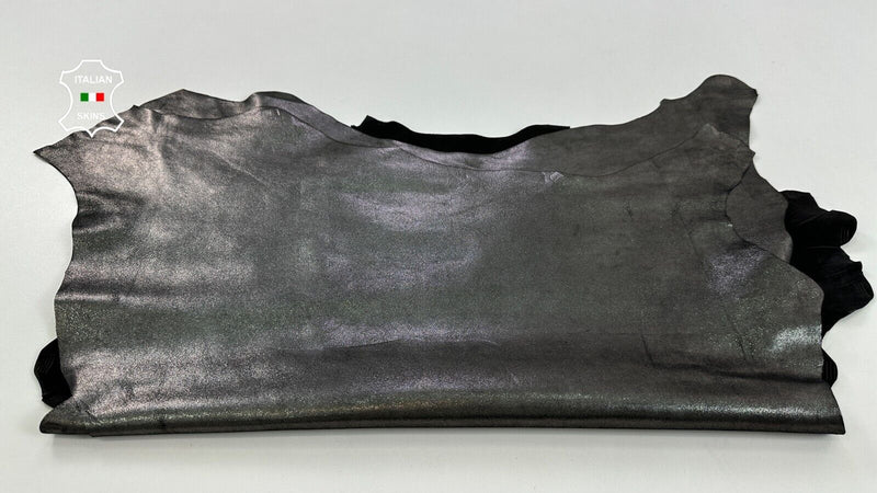 GUNMETAL LAME SHIMMER PRINT Soft Goatskin leather hides 2 skins 8sqf 1.0mm C2556