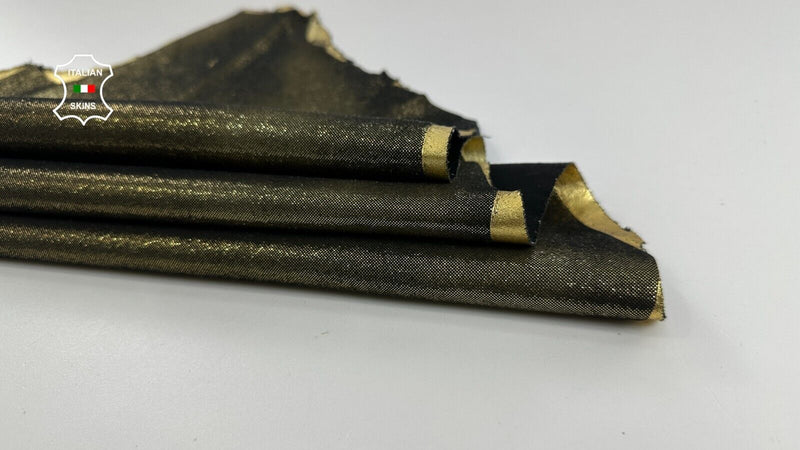 METALLIC BRASS LAME SHIMMER STRETCH Backed Lambskin leather 3sqf 0.8mm #C2928