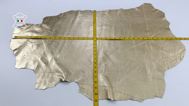 METALLIC GOLD CRINKLE ROUGH Soft Italian Lambskin leather hide 5+sqf 0.9mm C2582