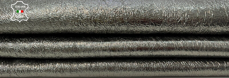 METALLIC OLIVE CRISPY CRINKLE Thick Soft Italian Lamb leather 5sqf  1.4mm #C133