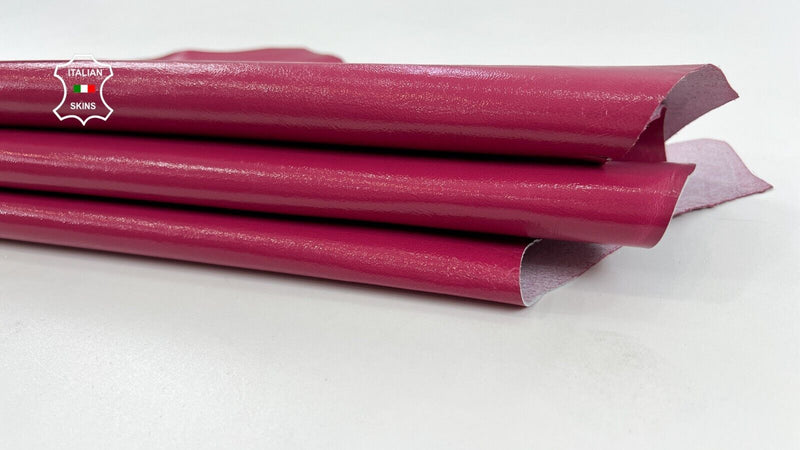 PATENT HOT PINK SHINY CRINKLED Soft Italian Lambskin leather 5sqf 0.9mm #C1562