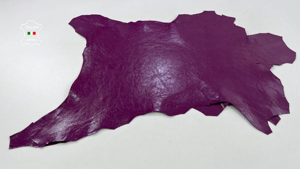 PURPLE PLUM SHINY CRINKLED Italian Goatskin leather 3 skins 23sqf 0.8mm #C822