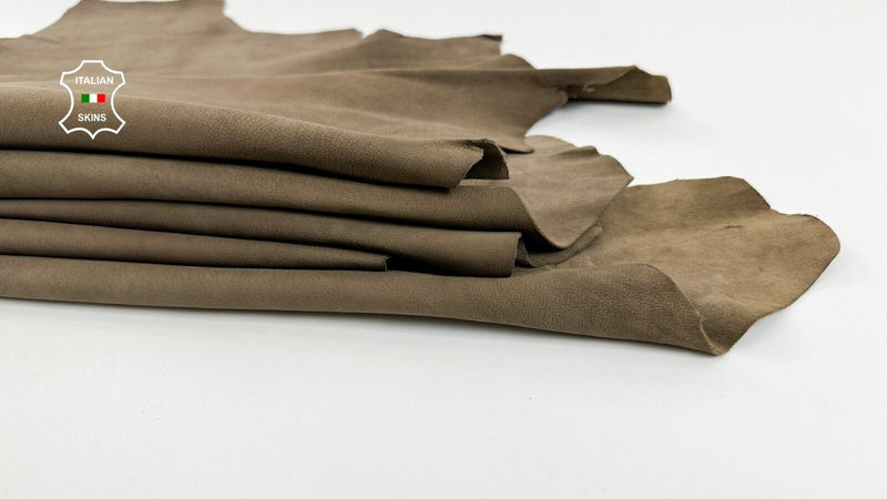 WALNUT BROWN NUBUCK VEGETABLE TAN Goatskin leather 2 skins 6+sqf 0.9mm #C2603