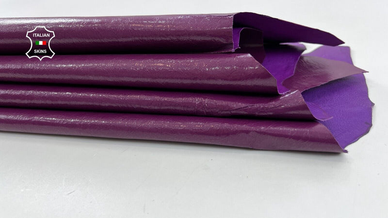 PURPLE PLUM SHINY CRINKLED Italian Goatskin leather 3 skins 23sqf 0.8mm #C822