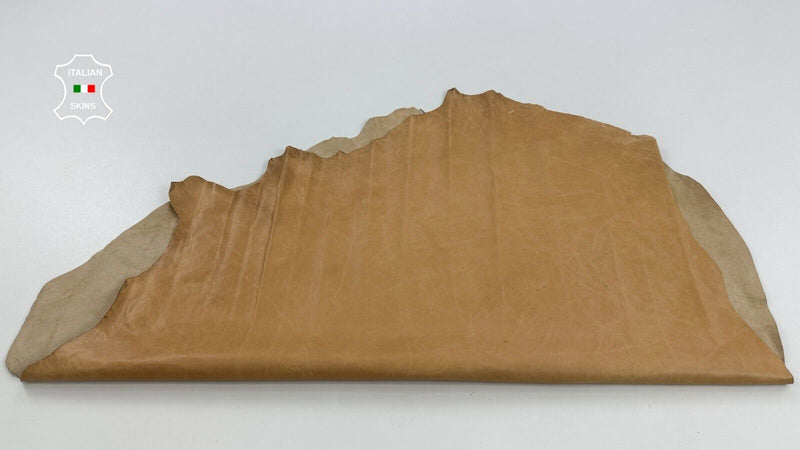 SANDY TAN CRINKLED VINTAGE LOOK Thin Soft Italian Goat leather 6+sqf 0.5mm C2608