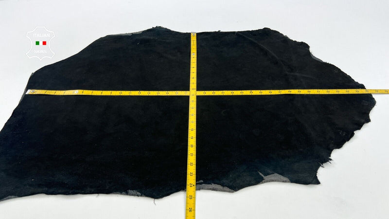 BLACK NUBUCK BACKED WITH COTTON Thick Italian Lambskin leather 5+sqf 1.1mm C1461
