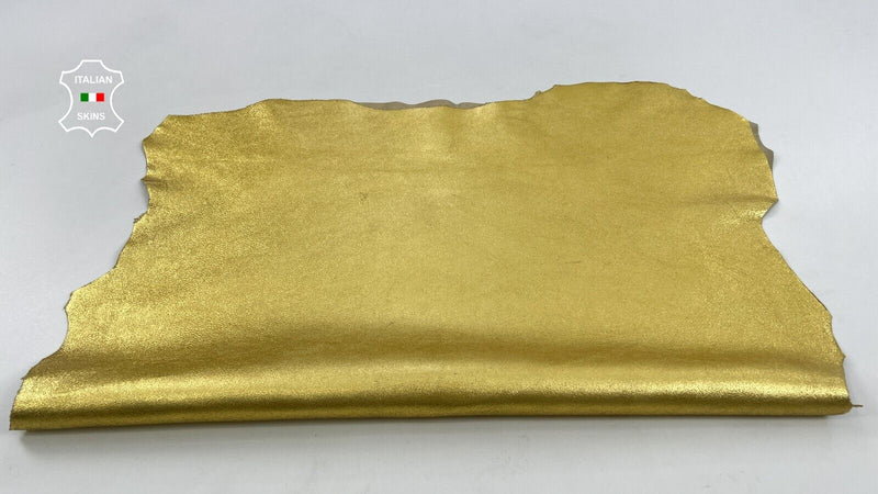 METALLIC GOLD GRAINY ROUGH Thick Italian Goatskin leather hide 6+sqf 1.1mm C1675