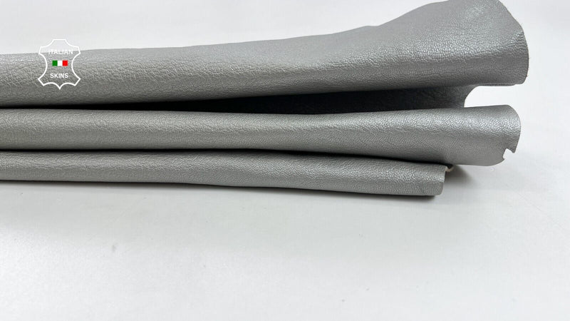 SILVER PEARLIZED ROUGH Thick Itaklian Goatskin leather hides 7sqf 1.2mm #C1072