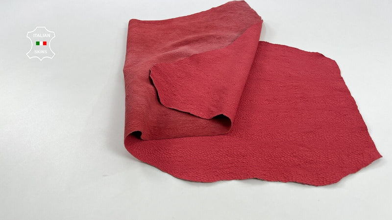 ROSE RED NUBUCK SNAKE PRINT ON Soft Lambskin STRETCH leather 6sqf 0.9mm C1517