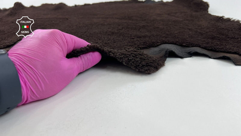 CHOCOLATE BROWN Hair On Italian sheepskin Lamb shearling fur hide 22"X31" #C1385