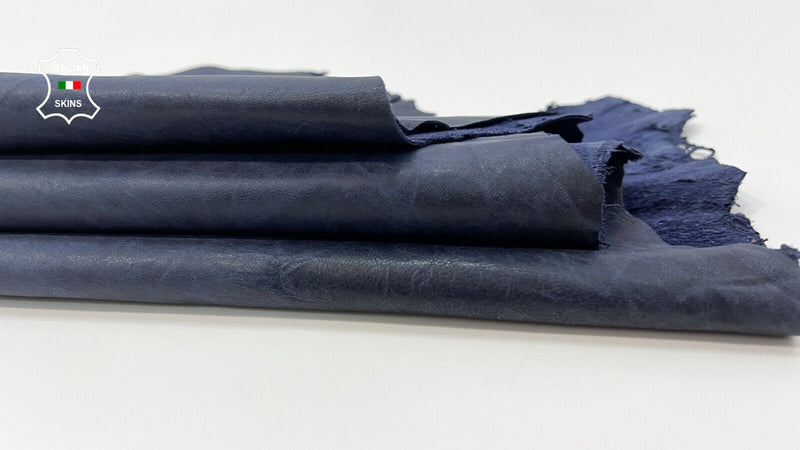 DARK BLUE VINTAGE LOOK Soft Italian Lambskin Lamb leather hide 4+sqf 0.8mm B9911