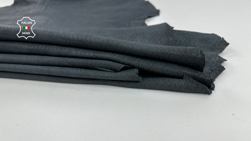 DARK BLUE PERFORATED RUSTIC ANTIQUED Lambskin leather 3 skins 21sqf 0.8mm #C2902