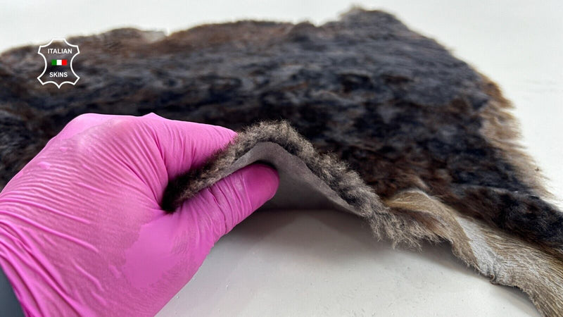 BROWN DISTRESSED SHORT Italian Hair On sheepskin shearling fur  17"X21" #C1389