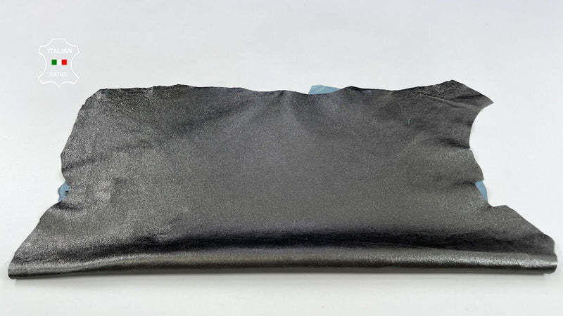 METALLIC PEWTER SMOKED ROUGH Thin Soft Italian Lamb leather 6sqf 0.6mm #C1930
