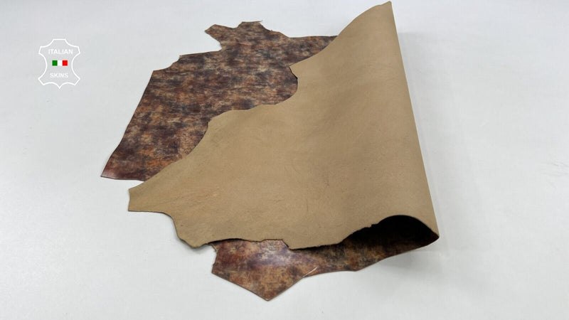 NUDE DISTRESSED PATENT COATED Strong Italian Goatskin leather 4sqf 0.8mm #C1669