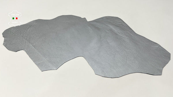 METALLIC GREY CRINKLE Thick Italian Goatskin leather hides 4sqf  1.7mm #C141