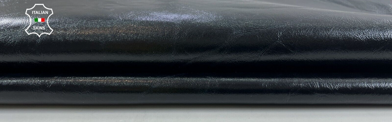 MIDNIGHT BLUE SHINY CRINKLE GLOSSY Soft Italian Goat leather 3+sqf 0.7mm #C774