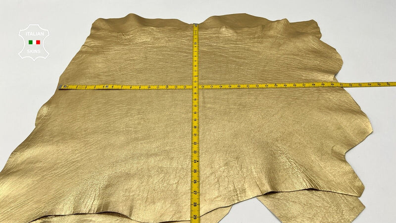 METALLIC GOLD ROUGH Thick Italian Goatskin leather 2 skins 12+sqf 1.2mm #C234