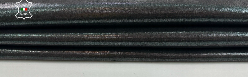 GUNMETAL CANVAS SHINY PRINT ON Thin Soft Goatskin leather hide 3+sqf 0.6mm C2477