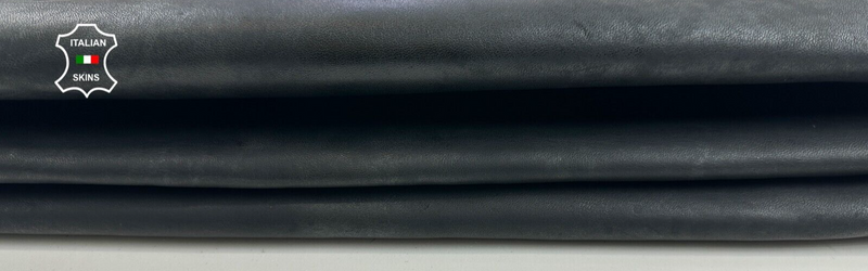 MIDNIGHT VINTAGE BLACK Thick Italian Goatskin leather hides 6+sqf 1.3mm #C2601