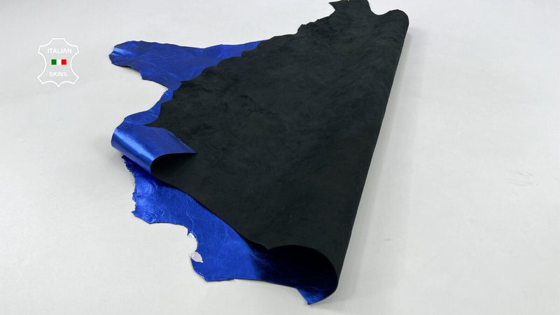 METALLIC COBALT BLUE ROUGH Italian Goatskin Goat leather hide 5sqf 1.0mm C1677