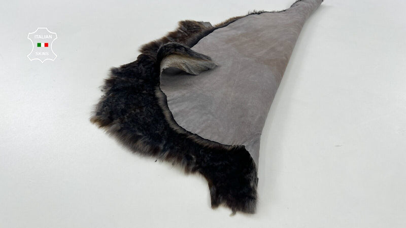 BROWN DISTRESSED SHORT Italian Hair On sheepskin shearling fur  17"X21" #C1389