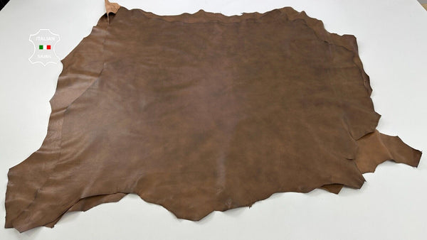BROWN DISTRESSED ANTIQUED RUSTIC LOOK Lamb leather 2 skins 15+sqf 0.8mm #C2569