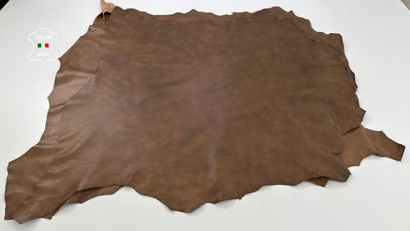 BROWN DISTRESSED ANTIQUED RUSTIC LOOK Lamb leather 2 skins 15+sqf 0.8mm #C2569