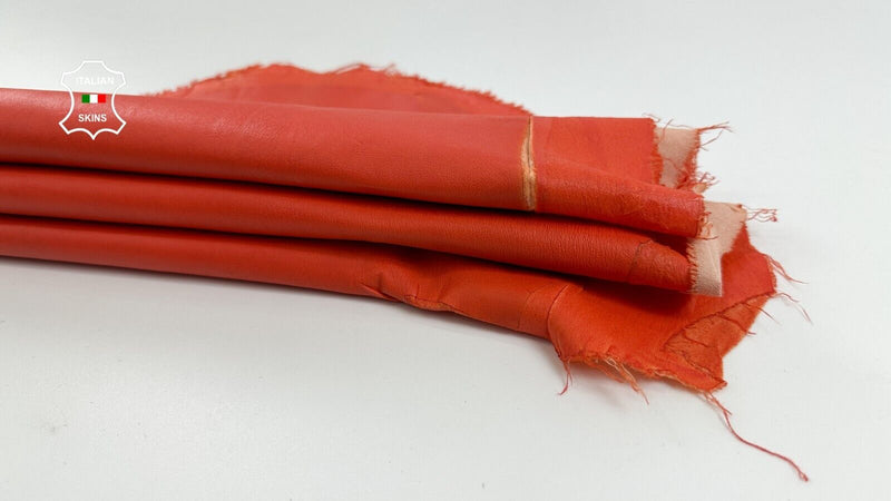 ORANGE Soft STRETCH Backed Lambskin Sheep leather hides skins 5sqf 0.7mm #C2804