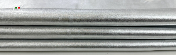 METALLIC SILVER Soft Italian Lambskin Sheep Lamb leather hides 5+sqf 1.0mm C2581