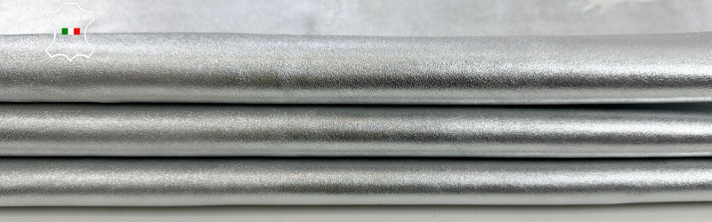METALLIC SILVER Soft Italian Lambskin Sheep Lamb leather hides 5+sqf 1.0mm C2581