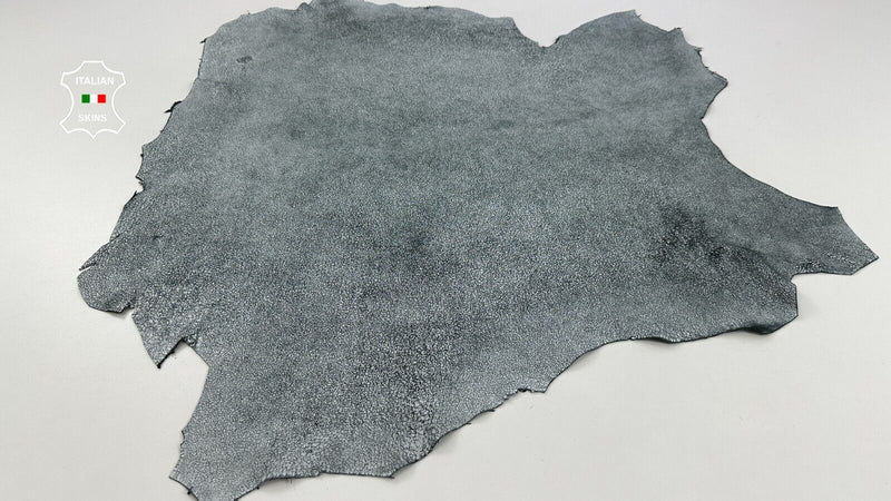 WHITE CRACKED ON ANTHRACITE VINTAGE LOOK Soft Lambskin leather 6+sqf 1.0mm C2813