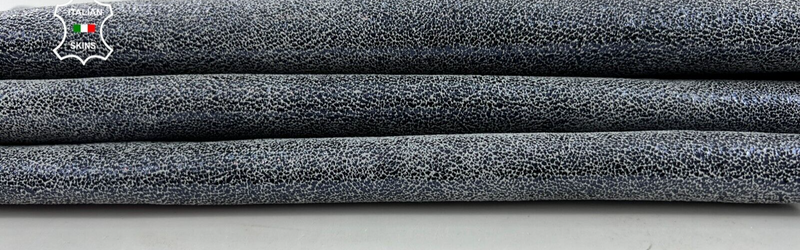 GREY PEARLIZED BLUE CRACKED VINTAGE Thick Italian Goat leather 4+sqf 1.1mm C1086