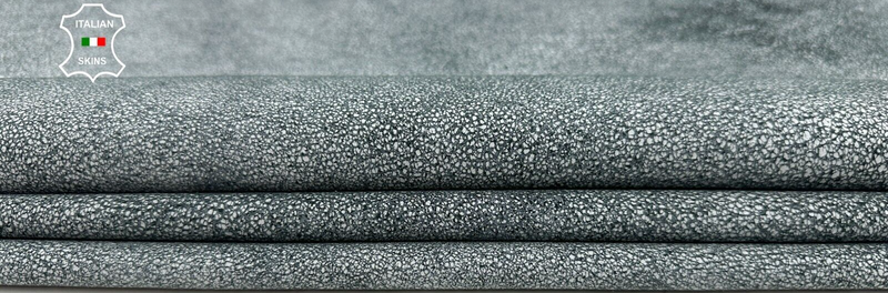 WHITE CRACKED ON ANTHRACITE VINTAGE LOOK Soft Lambskin leather 6+sqf 1.0mm C2813
