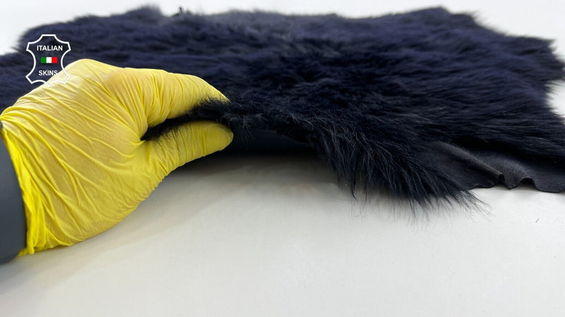DARK BLUE LONG Soft Hair On DOUBLE FACE sheepskin shearling fur  20"X22" #C545