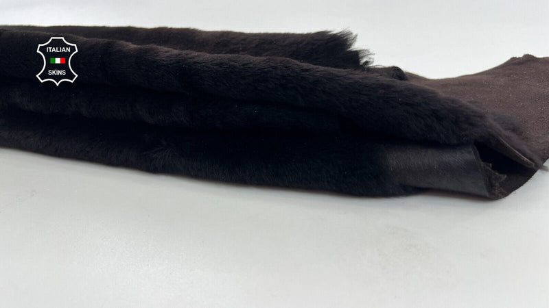 DARK BROWN SHORT Hair On Italian sheepskin Lamb shearling fur hide 25"x30" C1391